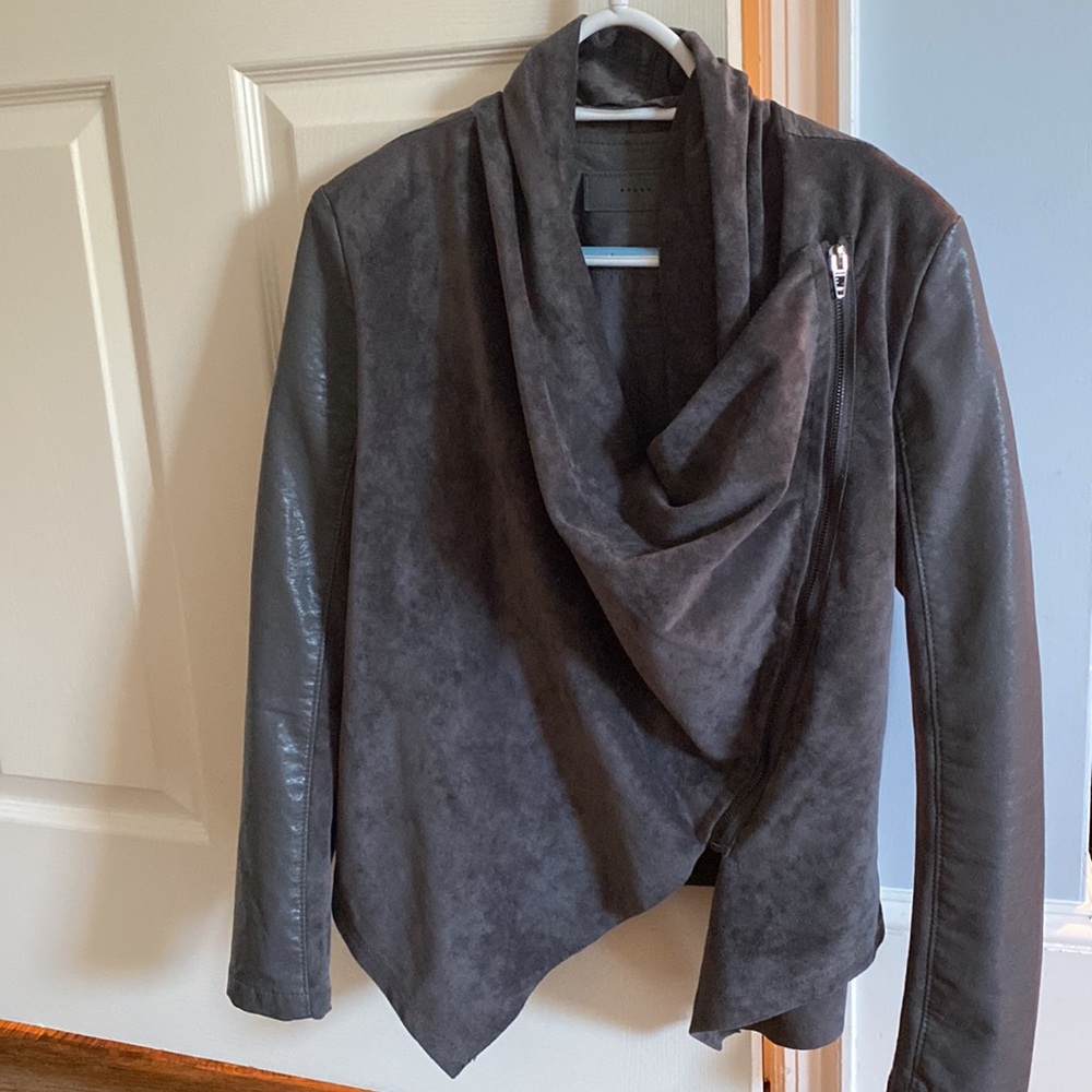 Blank NYC suede leather Moto drape jacket xs